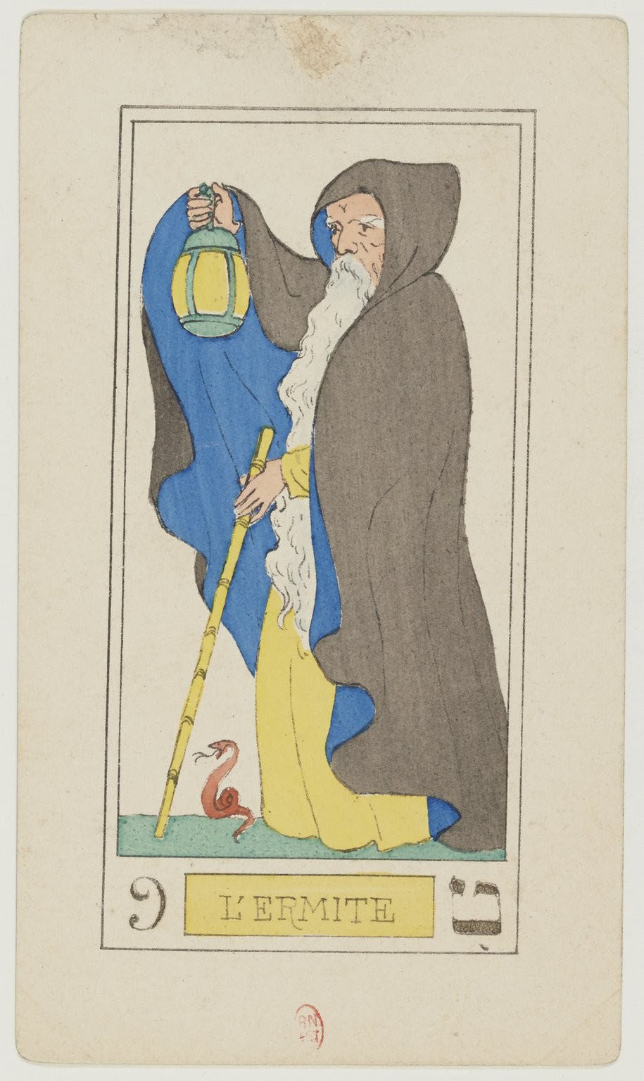 Arcane VIIII, l'Ermite, du tarot d'Oswald Wirth de 1889, exemplaire de la BnF