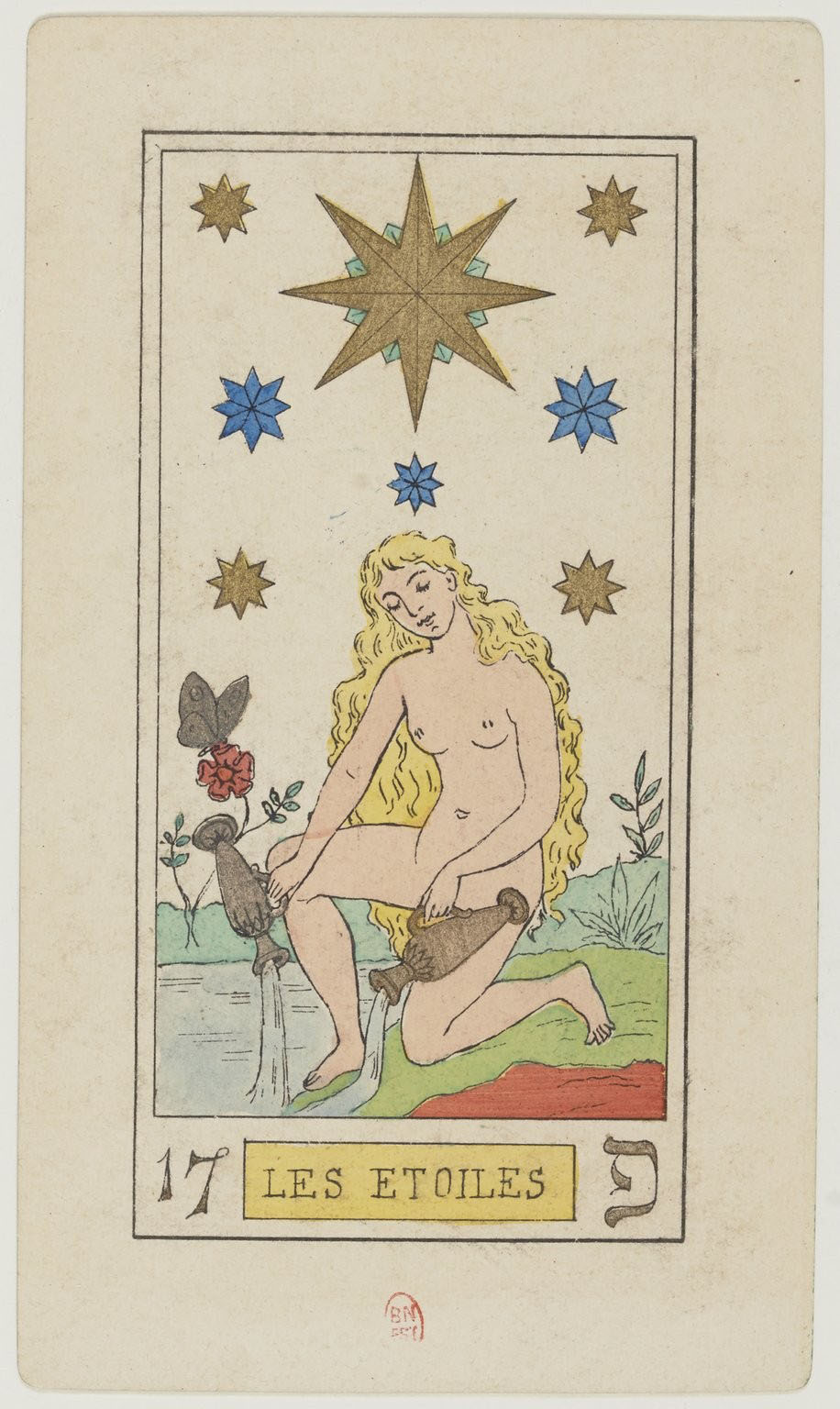 Arcane XVII, les Étoiles, du tarot d'Oswald Wirth de 1889, exemplaire de la BnF