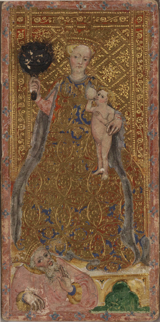 Carte de la Charité du tarot Cary-Yale (Visconti di Modrone), Milan, années 1440, fond doré