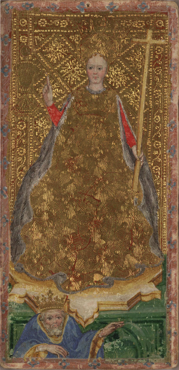 Carte de la Foi du tarot Cary-Yale (Visconti di Modrone), Milan, années 1440, fond doré