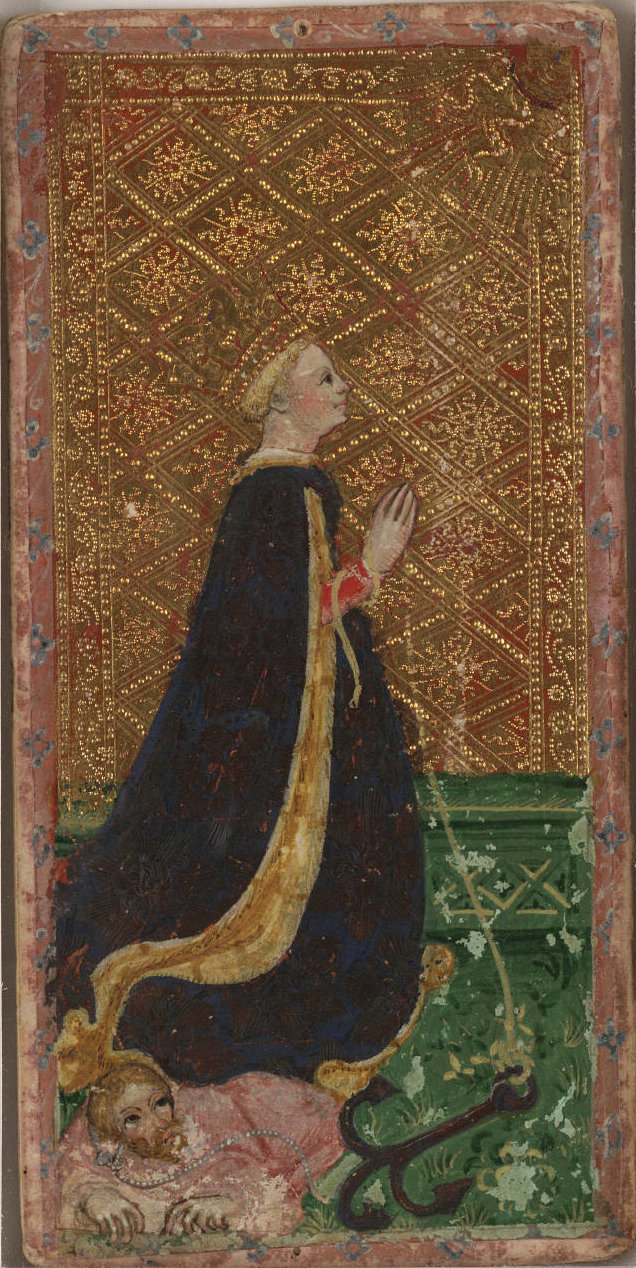 Carte de l'Espérance du tarot Cary-Yale (Visconti di Modrone), Milan, années 1440, fond doré