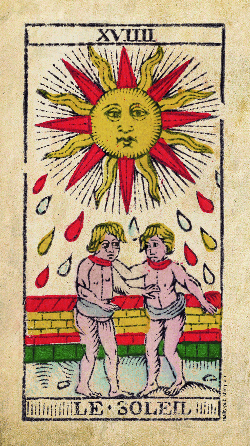 Atout XVIIII, le Soleil, du tarot de Marseille dit de Nicolas Conver