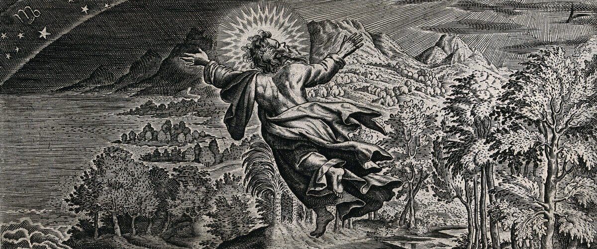 Gravure du quatrième jour de la Création : Dieu crée le Soleil, la Lune et les étoiles