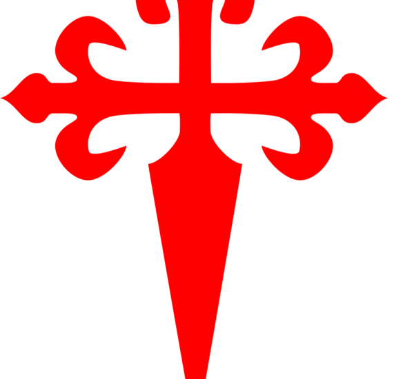 Croix de Saint-Jacques rouge en forme d'épée, aux bras fleurdelisés