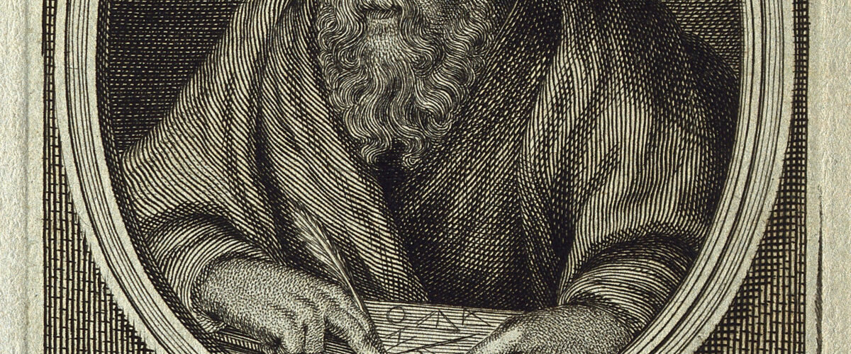 Portrait gravé du mathématicien grec Euclide