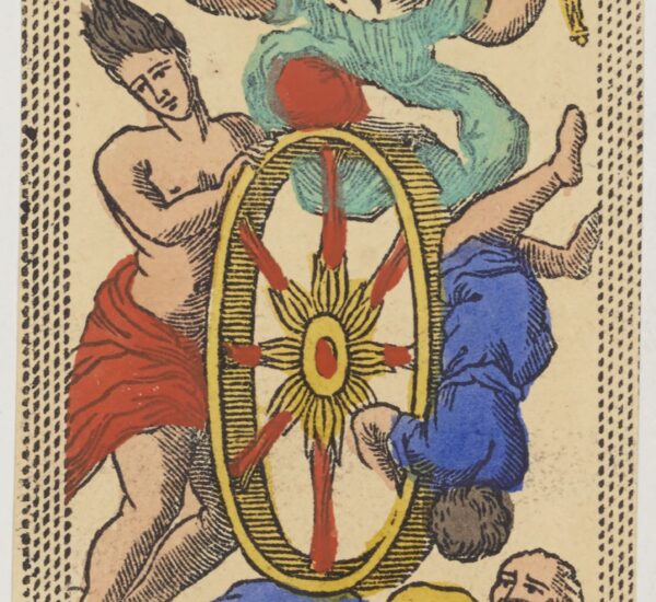 Atout de la Roue de Fortune d'un jeu de minchiate florentin de la fin du XIXe siècle