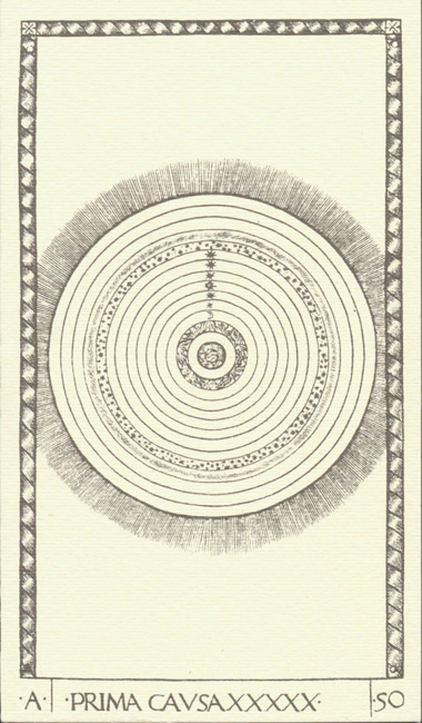 Gravure n° 50 des tarots dits de Mantegna, la Prima Causa, la Cause première, XVe siècle