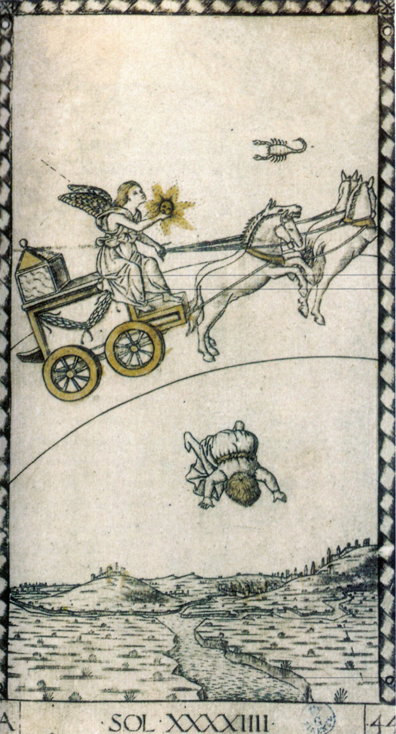 Gravure Sol des tarots dits de Mantegna, personnification du Soleil, XVe siècle